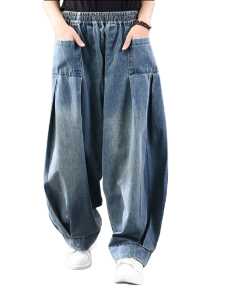 Vintage Harem Pants Trousers New Baggy Oversize Jeans for Women Denim Casual Cross Pants Mom Wide Leg Jeans 2023