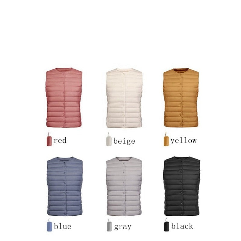 Women's Ultra-Light Down Vest 90% Matt Fabric Portable Warm Sleeveless Winter Liner Two Ways Waistcoat Jacket for Women  Warm Vests