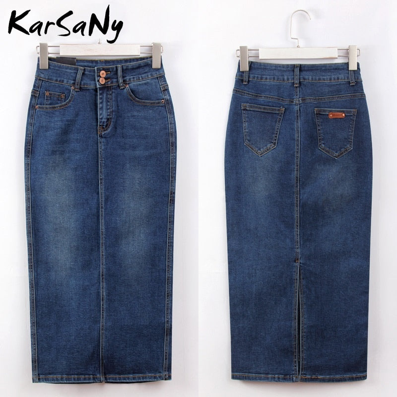 Denim Skirt Long Straight Pencil Skirts Women Summer Blue Vintage Skirt Jeans Women Denim Long Skirts For Women Summer