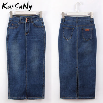 Denim Skirt Long Straight Pencil Skirts Women Summer Blue Vintage Skirt Jeans Women Denim Long Skirts For Women Summer