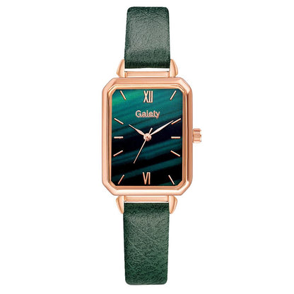 Brand Women Watches Fashion Square Dial Ladies Quartz Watches Bracelet Set Green Dial Simple Rose Gold Mesh Luxury Women Watches