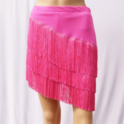 Latin Dance Skirt Women's Large Size Fringed Latin Skirt For Girls Cha Cha Rumba Samba Fringe Dance Practice Clothing