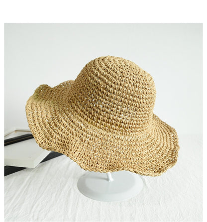 Simple Girl Raffia Sun Hat | Wide Brim Floppy Summer Hats for Women | Beach Panama Straw Dome Bucket Hat | Femme Shade Hat