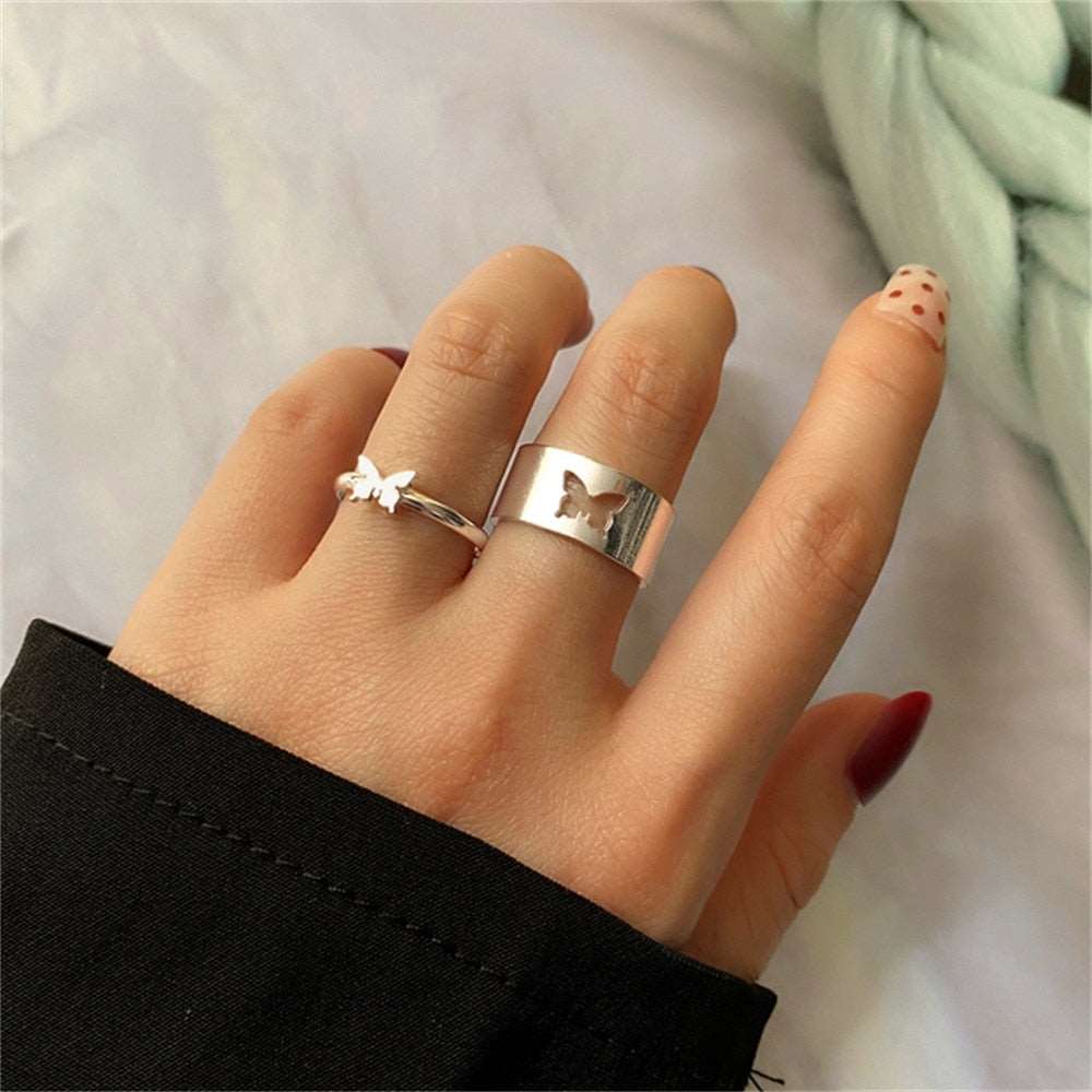 Bohemian Gold Color Chain Rings Set For Women Fashion Boho Coin Snake Moon Rings Party 2023 Trend Jewelry Gift