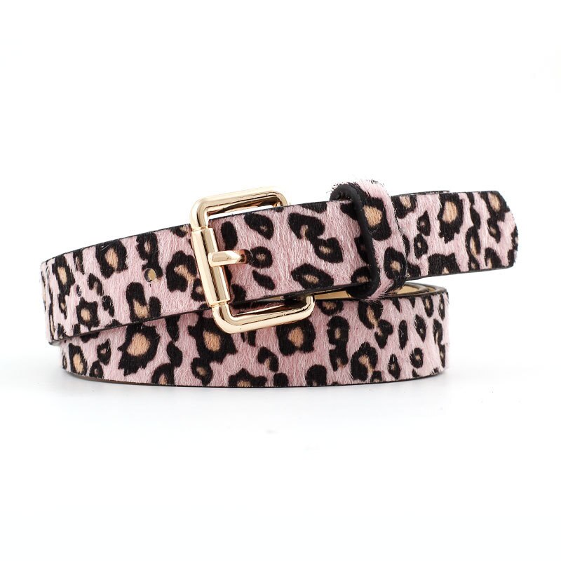 Female Leopard Belt Snake Skin Zebra Print Thin Horsehair Waistband PU Leather Gold Ring Heart Pin Metal Buckle Ladies Belts