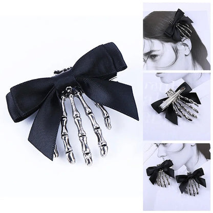 Halloween Bow Skull Clip Skeleton Ghost Hand Bone Hairpin Vintage Punk Gothic Personality Women Girls Hairclips Hair Accessories