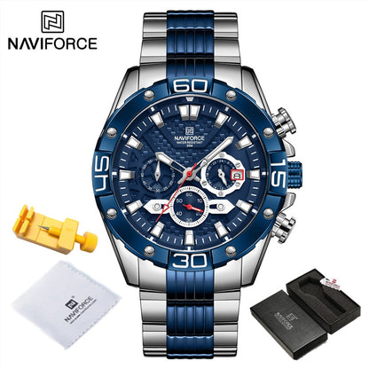 NAVIFORCE Fashion Watches For Men Luxury Original Classic Quartz Clock Analog Chronograph Sport Waterproof Steel Male WristWatch