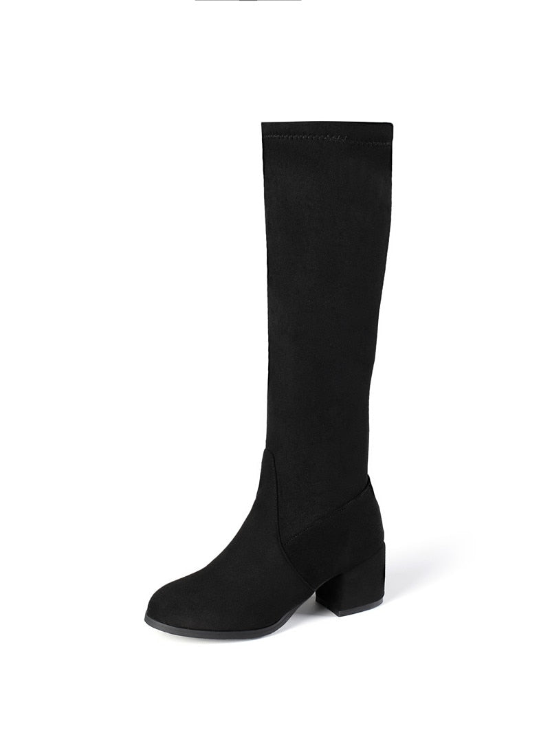 New arrival knee high boots thick high Designer Platform heels round toe ladies , women shoes