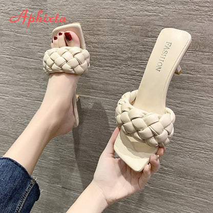 Rope Lattice Peep Toe Designer Platform Heel Women Outside Sippers Shoes