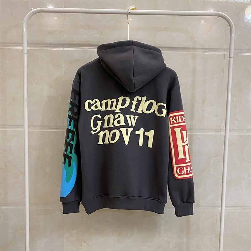 Graffiti Letter Foam Plus Velvet Oversized Sweatshirts Men's Fleece Hooded Hoodie Unisex Stranger Things Pullover Kanye Hoody