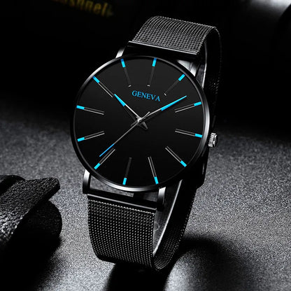 2024 Minimalist Men&#39;s Fashion Ultra Thin Watches Simple Men Business Stainless Steel Mesh Belt Quartz Watch relogio masculino