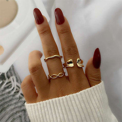 Bohemian Gold Color Chain Rings Set For Women Fashion Boho Coin Snake Moon Rings Party 2023 Trend Jewelry Gift