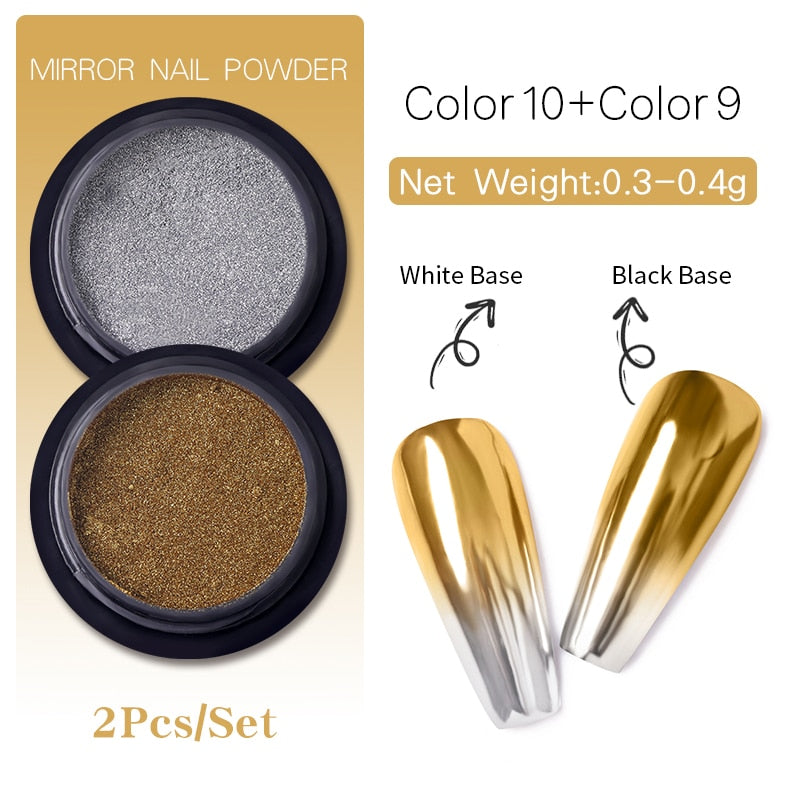 Gold Silver Mirror Powder Nail Art Glitter Rose Gold Champange UV Gel Polish Chrome Dust Metallic Effect Pigment Decoration