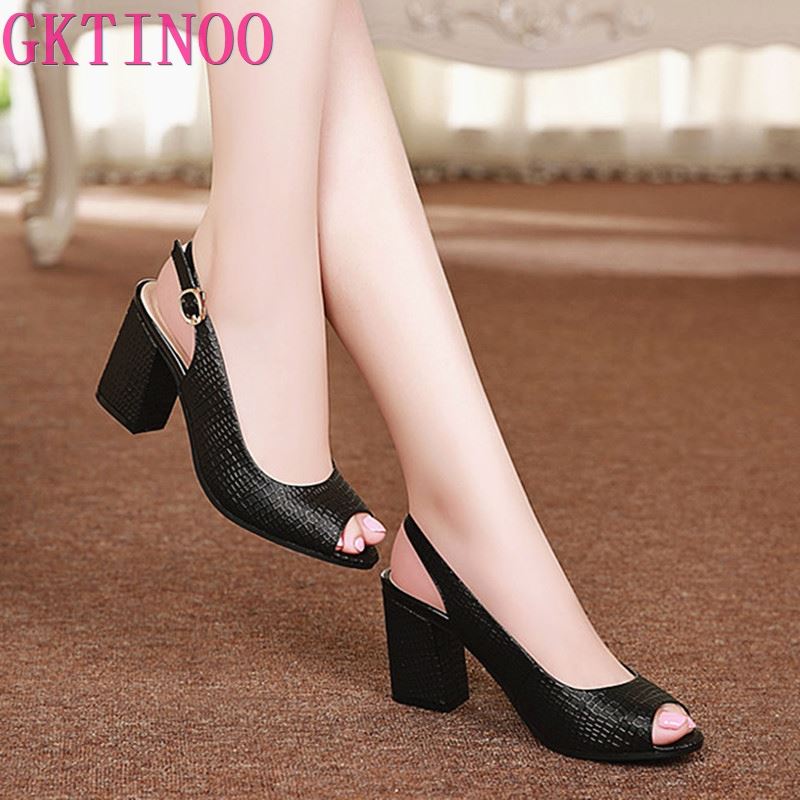 Summer shoes Woman open toe Women genuine leather High designer  platform  Heel sandals Casual platform Sandals Women Sandals