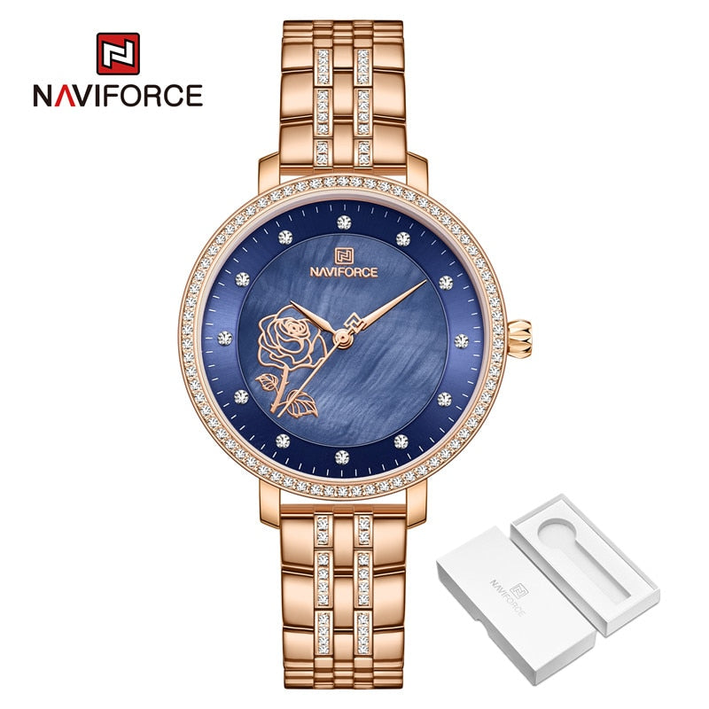 Stylish and Waterproof NAVIFORCE Rose Gold Watch for Women Clock Relogio Feminino