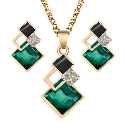 Fashion Crystal Pendants Necklace Earrings Sets for Women Jewelry Gift Set