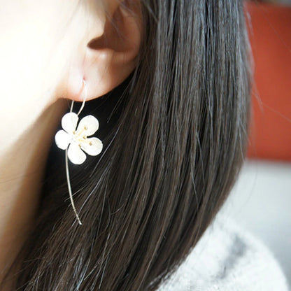 925 sterling silver Long Flower Earrings For Women Elegant Lady Prevent Allergy New Design Fashion Jewelry