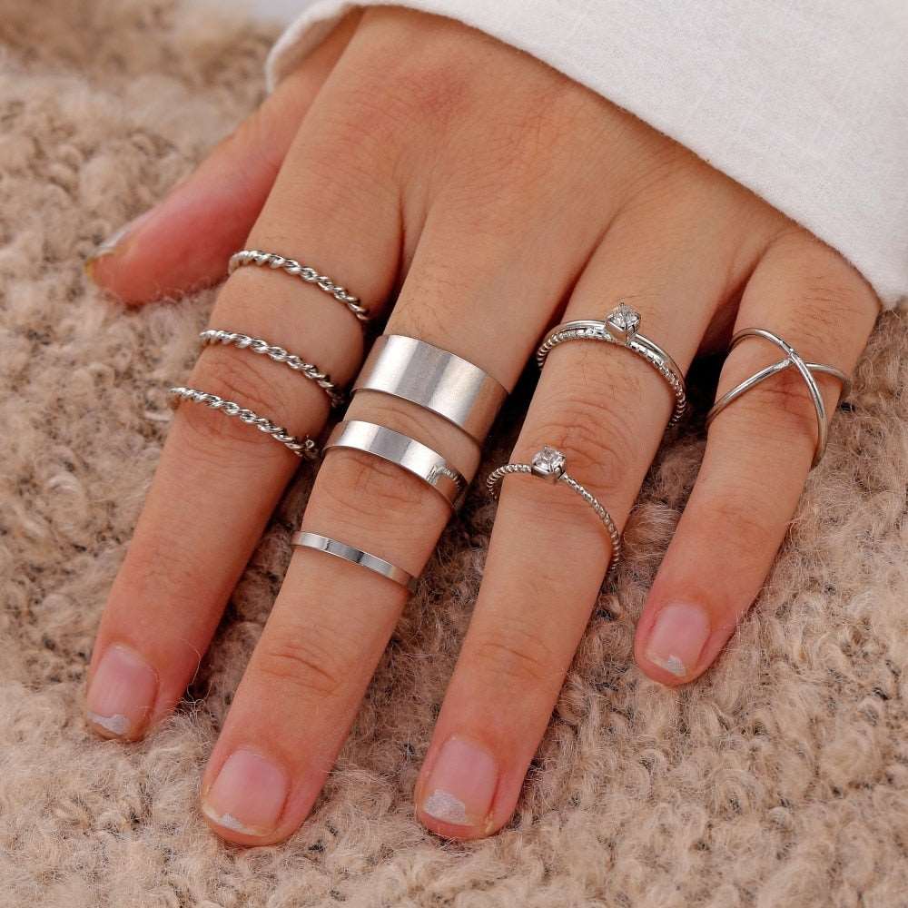 Bohemian Gold Color Chain Rings Set For Women Fashion Boho Coin Snake Moon Rings Party 2023 Trend Jewelry Gift