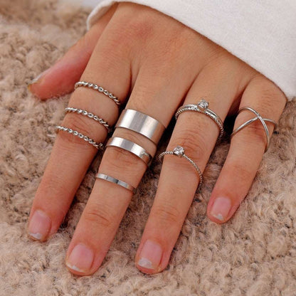 Bohemian Gold Color Chain Rings Set For Women Fashion Boho Coin Snake Moon Rings Party 2023 Trend Jewelry Gift