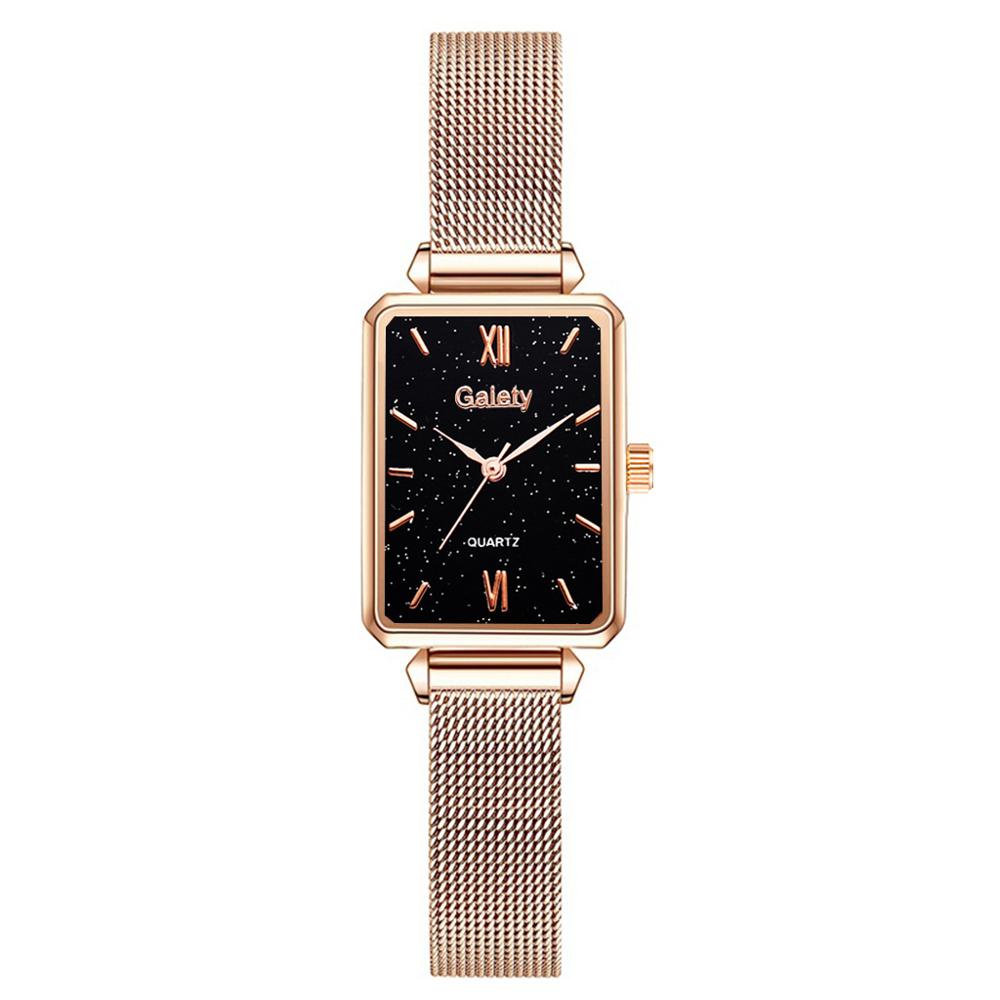 Brand Women Watches Fashion Square Dial Ladies Quartz Watches Bracelet Set Green Dial Simple Rose Gold Mesh Luxury Women Watches