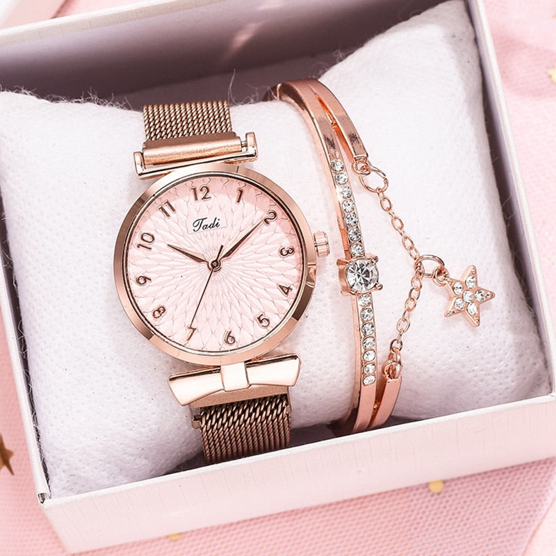 Luxury Women Bracelet Quartz Watches For Women  Ladies Sports Dress Pink Dial Wrist Watch Clock Relogio Feminino