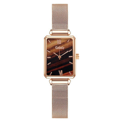 Brand Women Watches Fashion Square Dial Ladies Quartz Watches Bracelet Set Green Dial Simple Rose Gold Mesh Luxury Women Watches