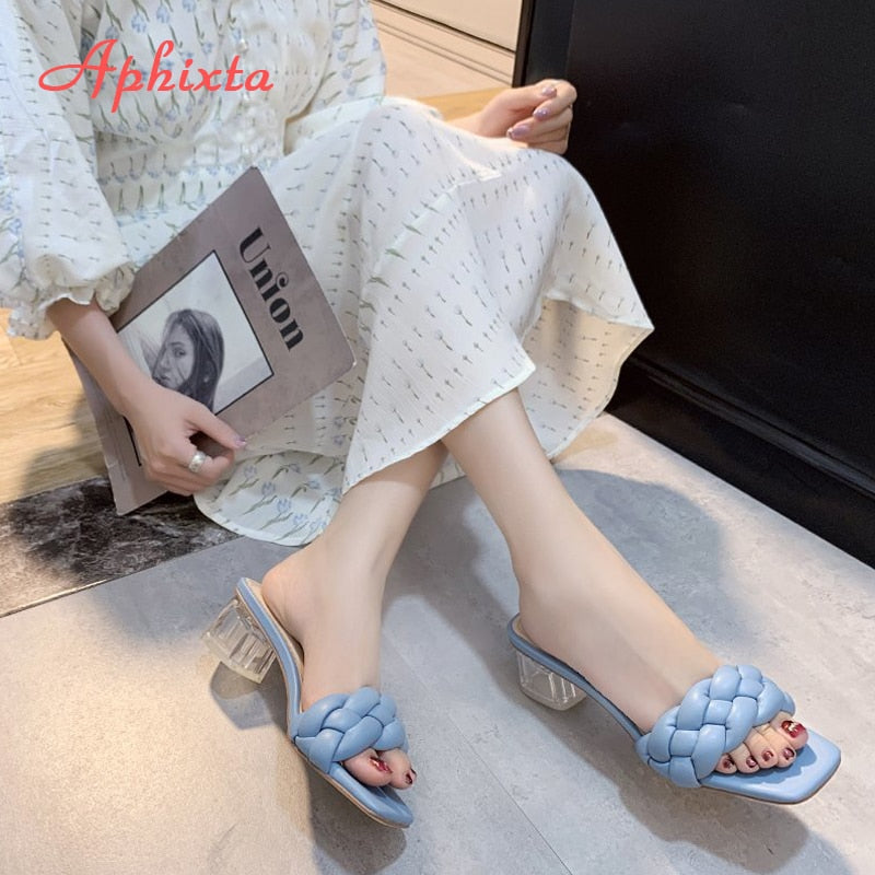 Rope Lattice Peep Toe Designer Platform Heel Women Outside Sippers Shoes