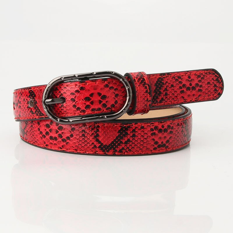 Female Leopard Belt Snake Skin Zebra Print Thin Horsehair Waistband PU Leather Gold Ring Heart Pin Metal Buckle Ladies Belts