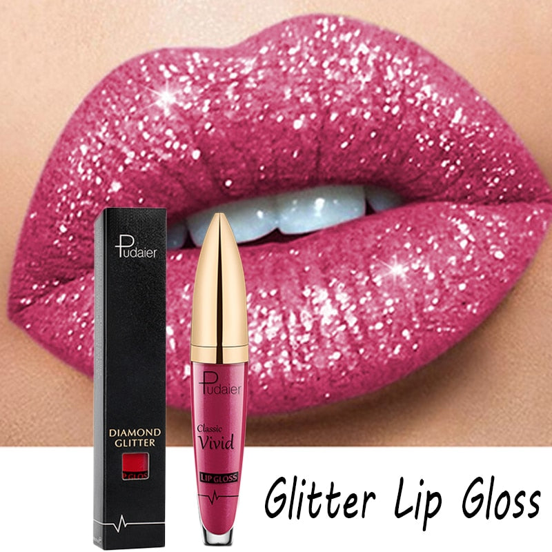 Matte Glitter Liquid Lipsticks Diamond Shiny Lip Gloss Waterproof Long Lasting Pearl Lipgloss