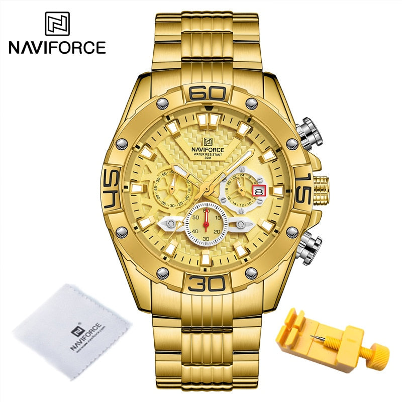 NAVIFORCE Fashion Watches For Men Luxury Original Classic Quartz Clock Analog Chronograph Sport Waterproof Steel Male WristWatch