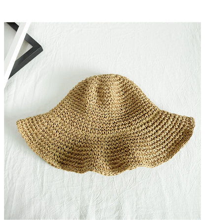 Simple Girl Raffia Sun Hat | Wide Brim Floppy Summer Hats for Women | Beach Panama Straw Dome Bucket Hat | Femme Shade Hat