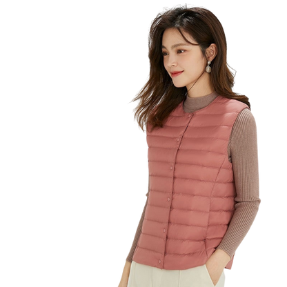 Women's Ultra-Light Down Vest 90% Matt Fabric Portable Warm Sleeveless Winter Liner Two Ways Waistcoat Jacket for Women  Warm Vests