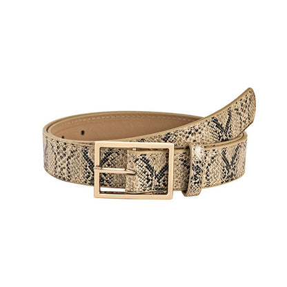 Female Leopard Belt Snake Skin Zebra Print Thin Horsehair Waistband PU Leather Gold Ring Heart Pin Metal Buckle Ladies Belts