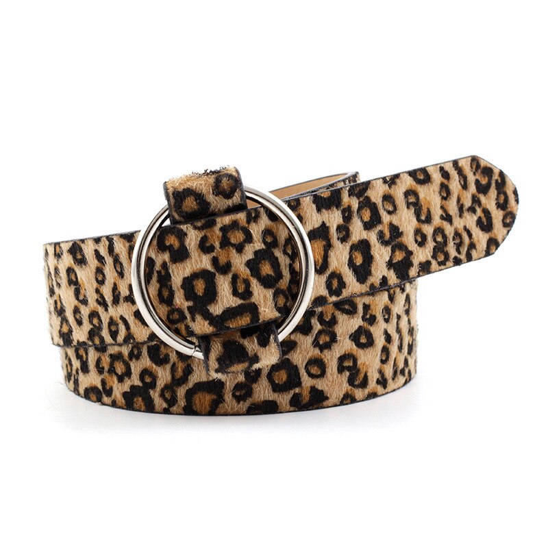 Female Leopard Belt Snake Skin Zebra Print Thin Horsehair Waistband PU Leather Gold Ring Heart Pin Metal Buckle Ladies Belts