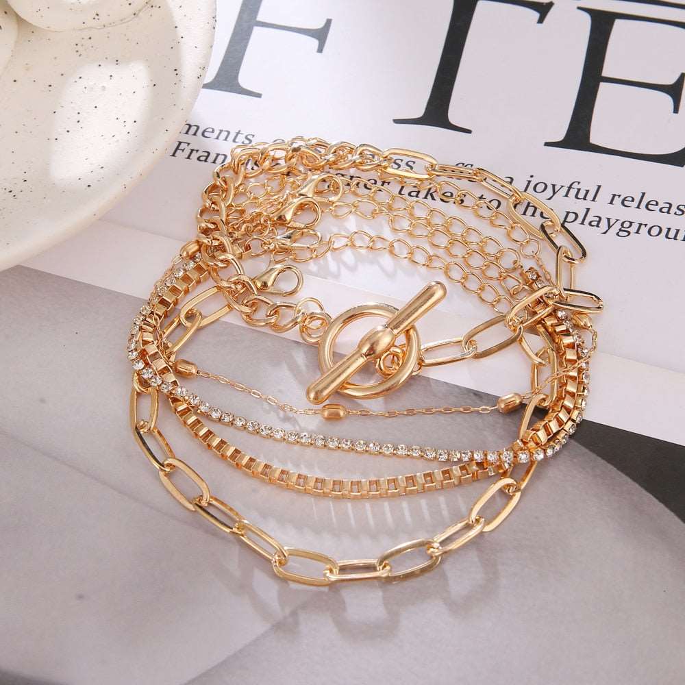 Boho Style Geometric Gold Crystal Chain Female Bracelets by Urban Trend