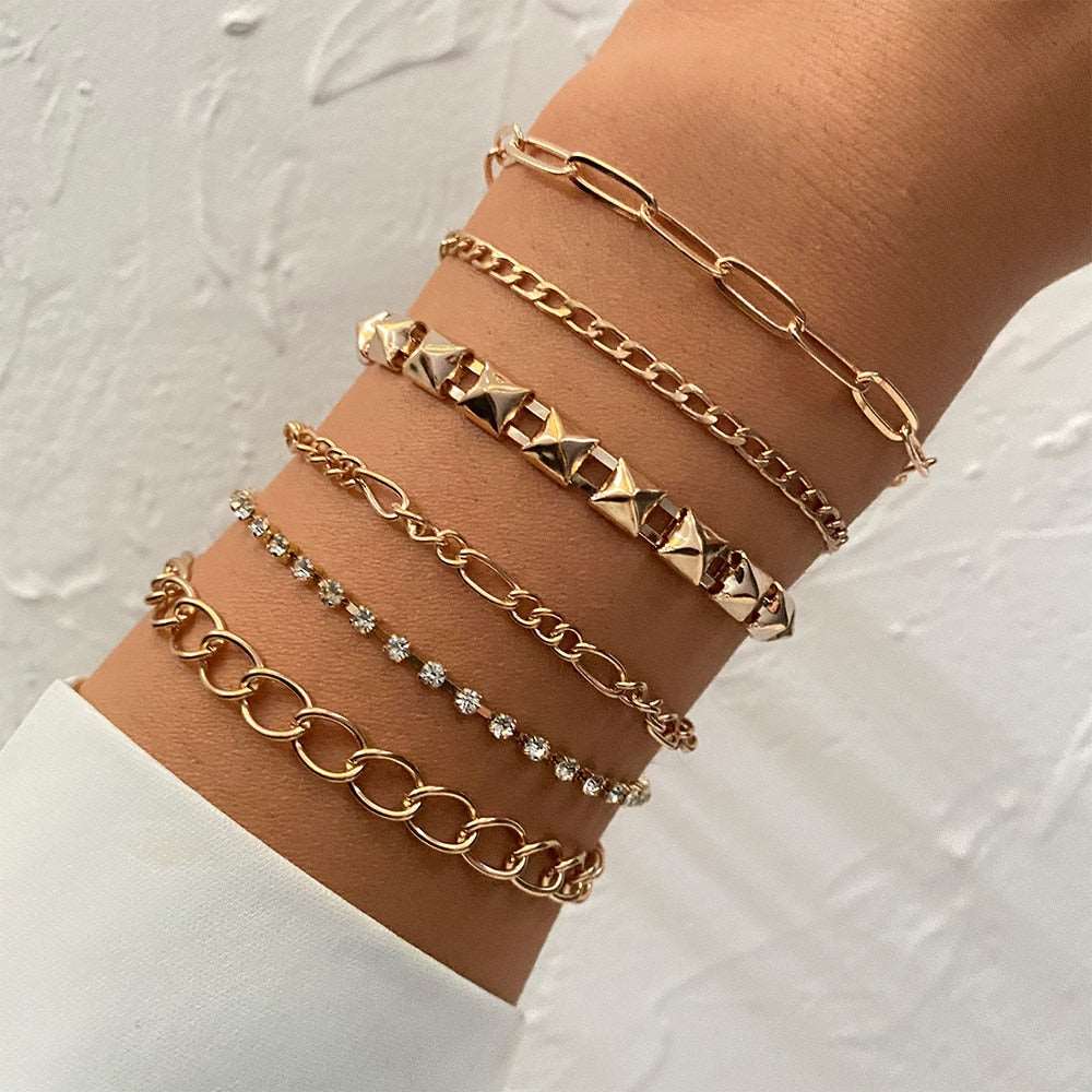 Boho Style Geometric Gold Crystal Chain Female Bracelets by Urban Trend