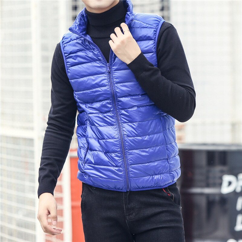 New Fashion Brand Men's Lightweight Sleeveless Down Vest Coats Winter Casual Duck Down Vest Coats for Males