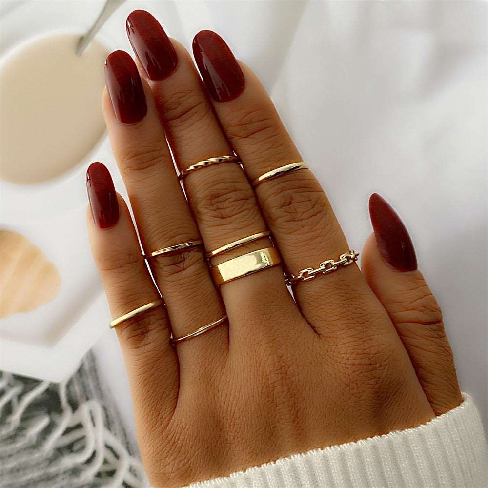 Bohemian Gold Color Chain Rings Set For Women Fashion Boho Coin Snake Moon Rings Party 2023 Trend Jewelry Gift