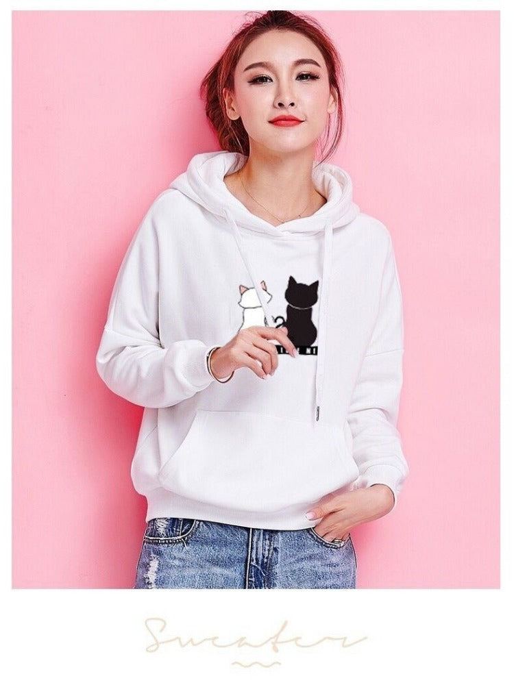 Harajuku Hoodie: Streetwear Hoodies for Women with Cute Cat Print - Autumn Long Sleeve Sweatshirt for a sudadera mujer style