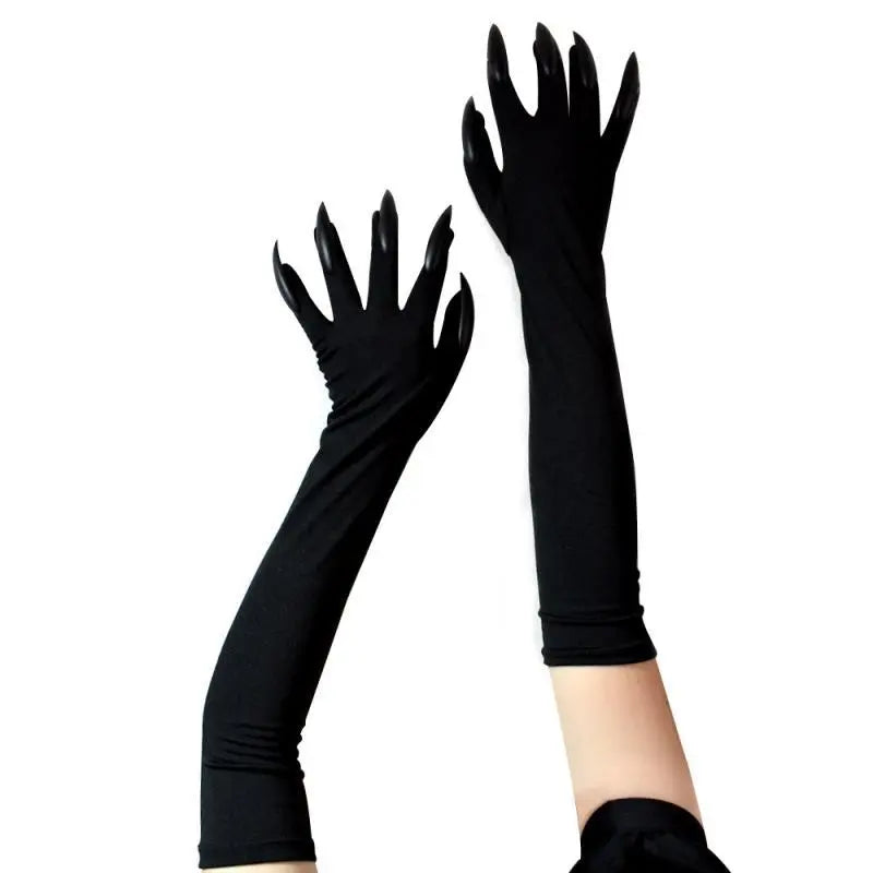 Fashionable Halloween Gloves Long Ghost Claw Dress-Up Gloves with Cool Black Nails - Ideal for Halloween Cosplay and Adding a Fun, Spooky Touch to Your Costume