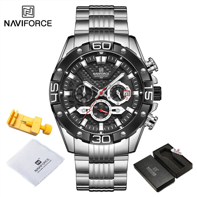 NAVIFORCE Fashion Watches For Men Luxury Original Classic Quartz Clock Analog Chronograph Sport Waterproof Steel Male WristWatch