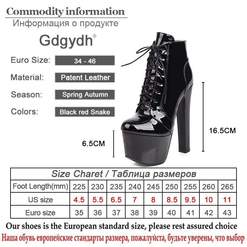 Round Toe Women Ankle Boots Fashion Super Designer Platform Heels Shoes Nightclub Patent Leather Sexy Female Shoes ThicK Platform Shoes