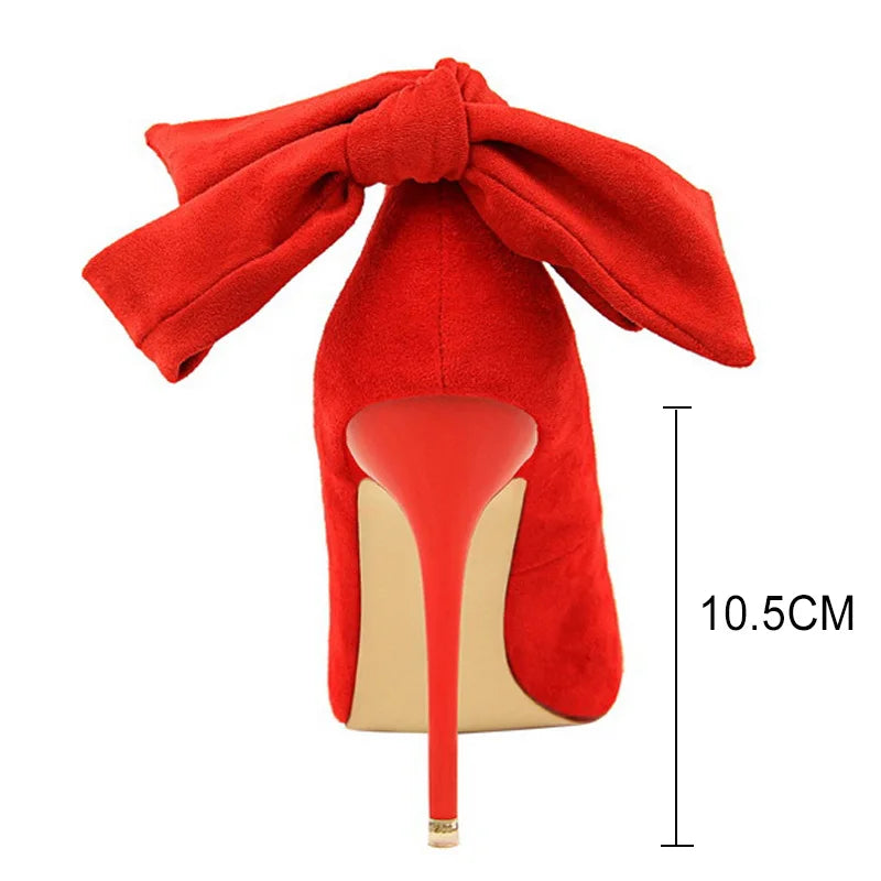 Shoes High Heels Suede Women Shoes Bow-knot Woman Pumps Stiletto Ladies Shoes Women Basic Pump Wedding Shoes Footwear