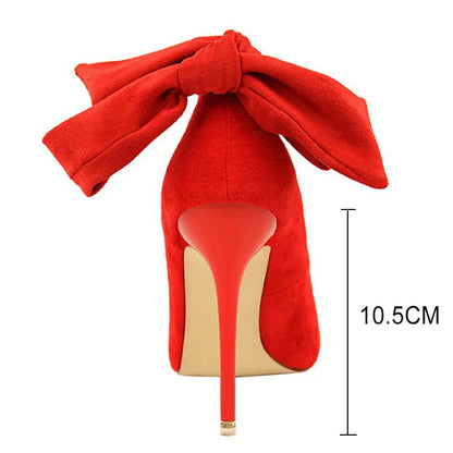 Shoes High Heels Suede Women Shoes Bow-knot Woman Pumps Stiletto Ladies Shoes Women Basic Pump Wedding Shoes Footwear