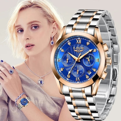 Steel LIGE 2023 New Fashion Women Luxury Watches