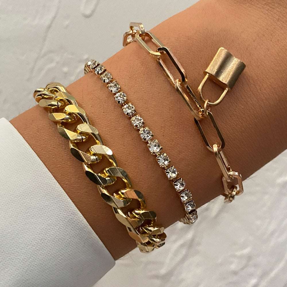 Boho Style Geometric Gold Crystal Chain Female Bracelets by Urban Trend