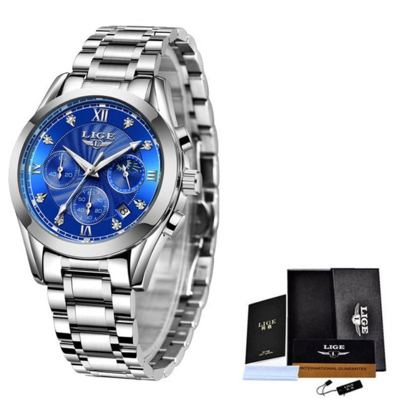 Steel LIGE 2023 New Fashion Women Luxury Watches