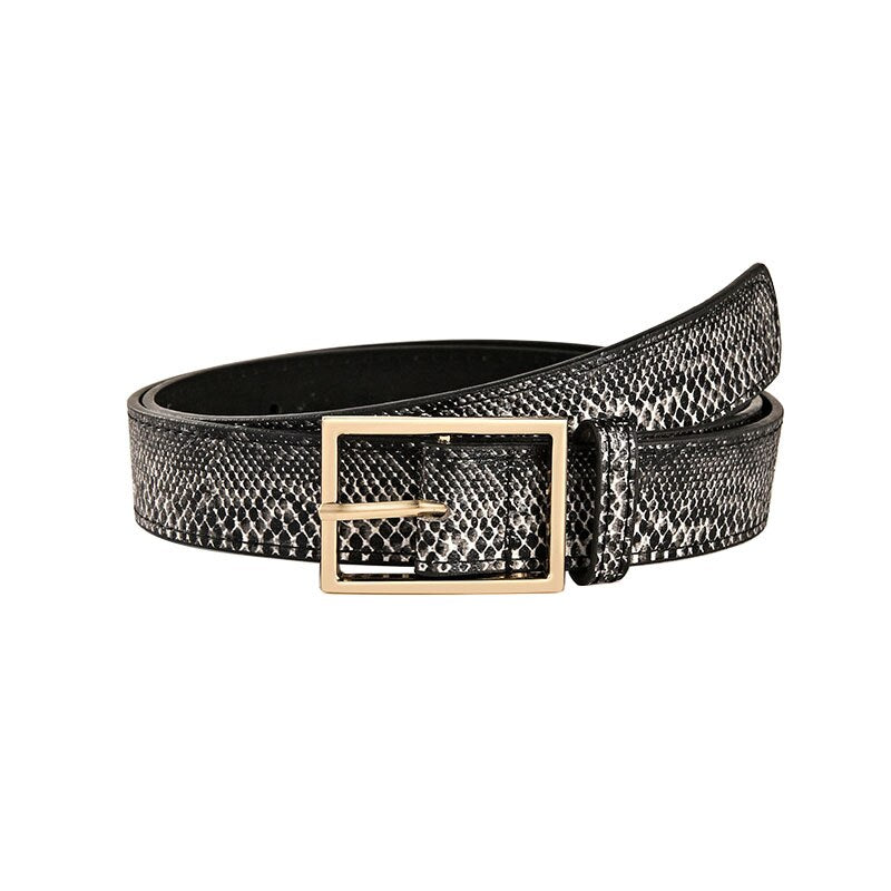 Female Leopard Belt Snake Skin Zebra Print Thin Horsehair Waistband PU Leather Gold Ring Heart Pin Metal Buckle Ladies Belts