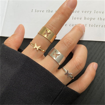 Butterfly Rings For Women Men Lover Couple Ring Set Silver gold Color