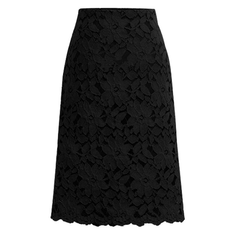 Women A-line Skirt Lace Elegant Office Skirts Womens Black Pencil Velvet Skirt For Women Warm Skirts Knee-length High Waist 